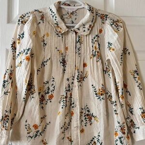 LC Lauren Conrad Ivory Floral Blouse
